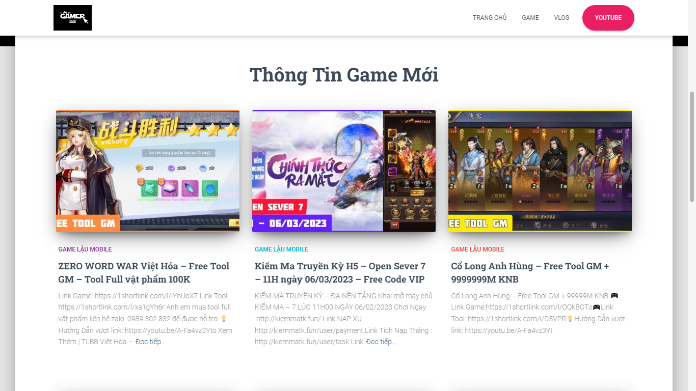 Chia sẻ wedsite game free Tool GM
Wedsite : https://www.gamelaumobile.online/